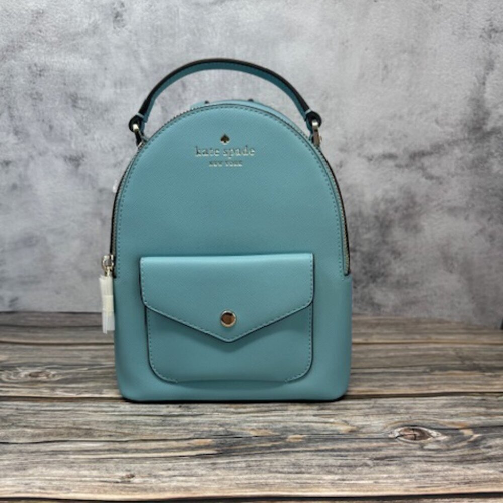 Kate Spade Schuyler Mini Smoky Blue Saffiano PVC Leather Backpack Bag Purse NWT‌